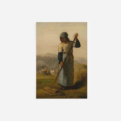Miniatura 2 de 100% Smooth Cotton Paper - Jean-Francois Millet - Woman with a Rake (1857) - Reproduction of a Painting - Photo Poster Print Art Gift -
