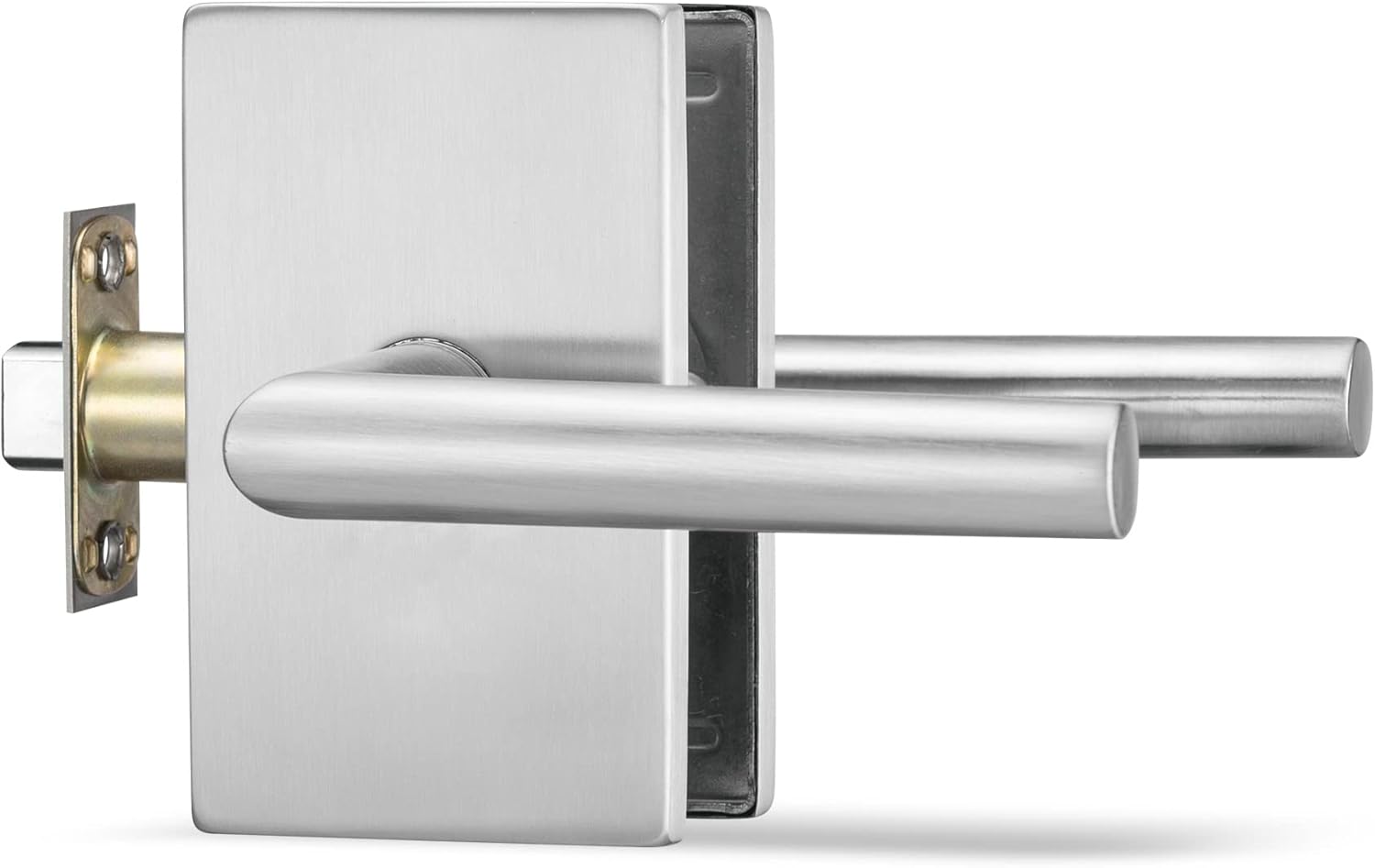 Berlin Modisch Passage Lever Door Handle and Single Cylinder Deadbolt Lock and Key Designer Series Lever Handle Set [Front Door or Office] Handleset Heavy Duty – Satin Nickel Finish