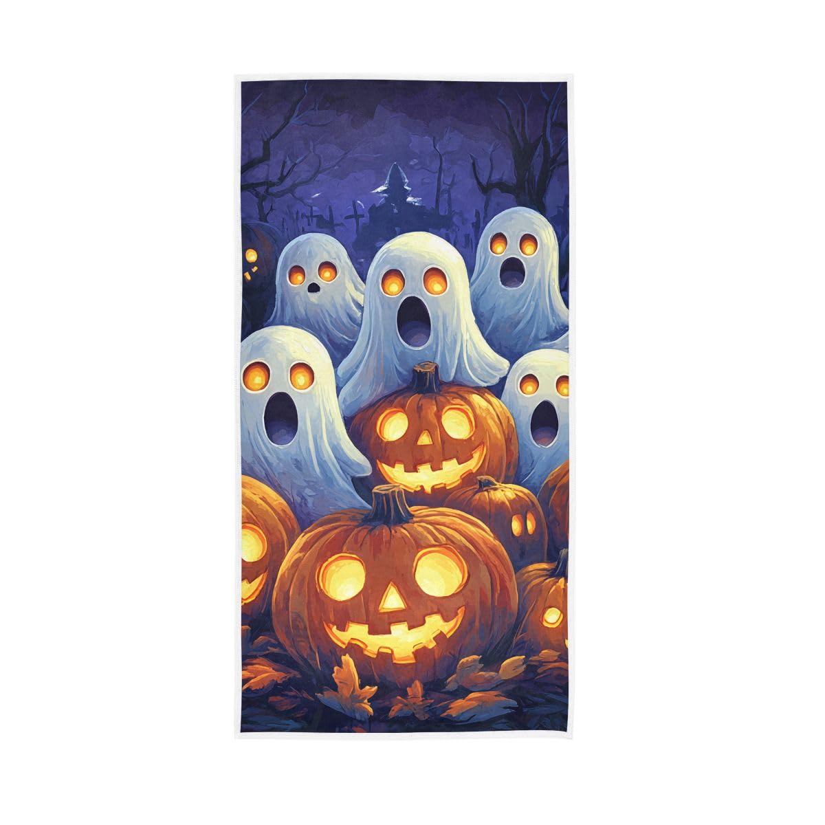 LSRCPD Cute Specters Pumpkins Halloween Hand Towel, Multipurpose Cotton Hand Towels for Bathroom, Gym, Hotel, Spa 15 x 30 Inches