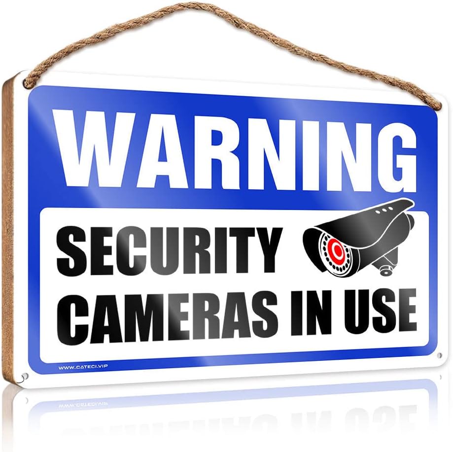 Decorative Hanging Sign Warning Security Cameras I Use Wooden Sign