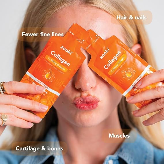 Zooki Marine Collagen 11,000mg Liquid Sachets, Mango Peach, 30 Servings