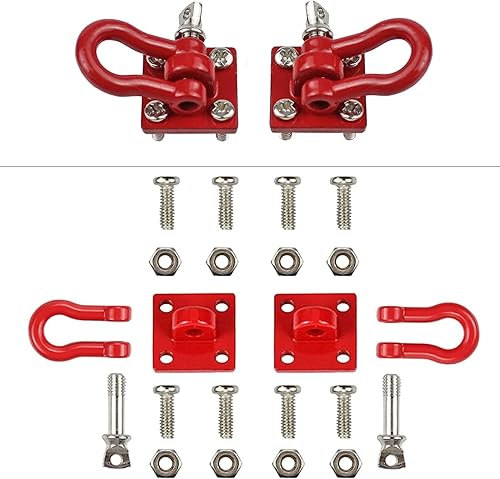 Miniatura 3 de WONFAST Ganchos de metal rojo para remolque, ganchos de remolque con hebilla, grilletes D, accesorios de decoración RC compatibles con escala 110,