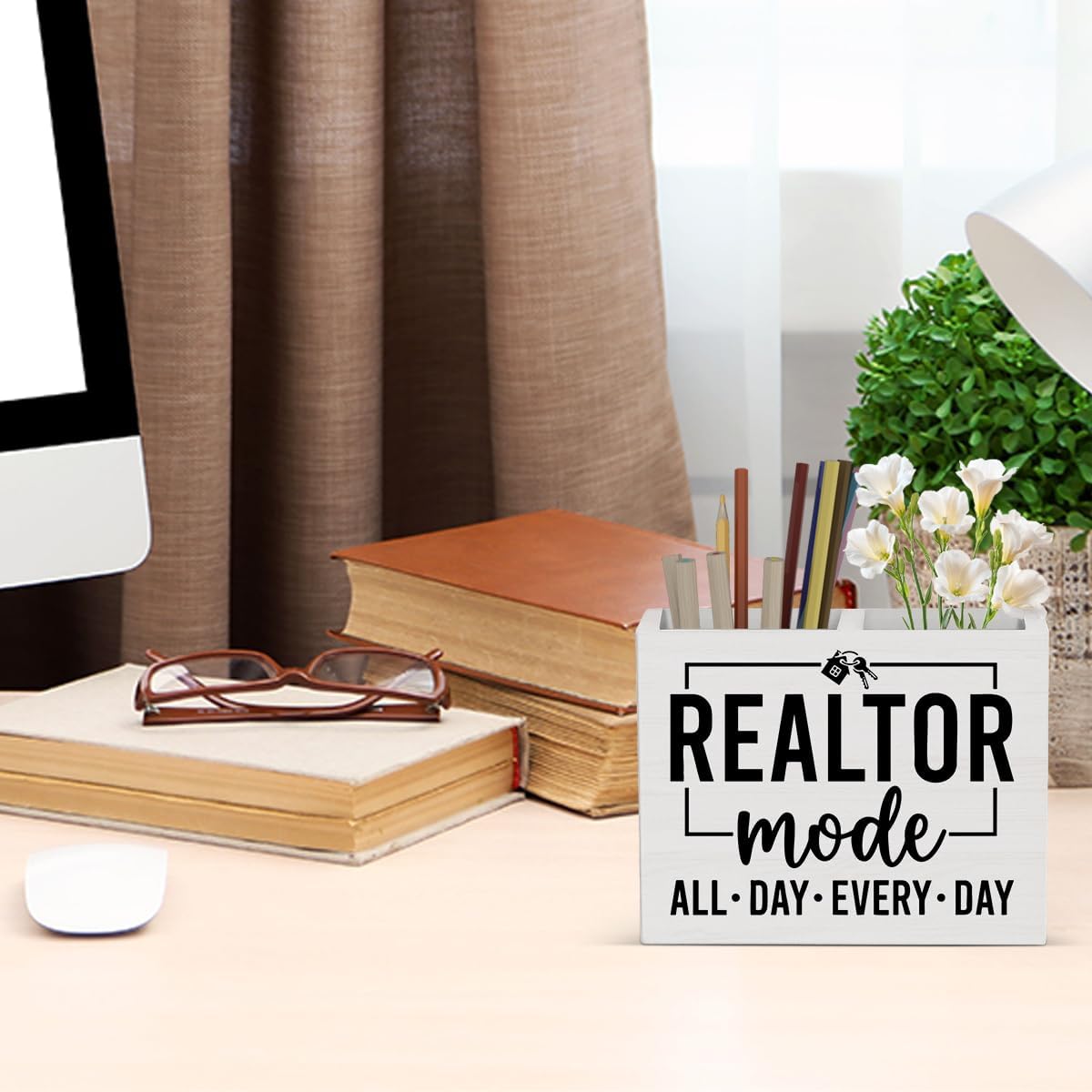 Funny Realtor Gifts Wooden Pencil Holder, Real Estate Agent Gifts for Realtors, Cool Closing Gifts for Real Estate Agent Realtors Supplies 4 X 5 inch image 4