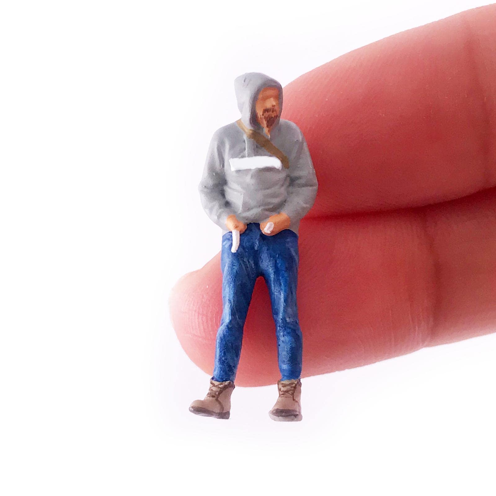 Figura in 1:64 alla Guida di Una Motocicletta, Personaggio di Scena del Film, Accessorio per Progetti Fai-da-Te di Diorami Ferroviari, S, Grigio Nero