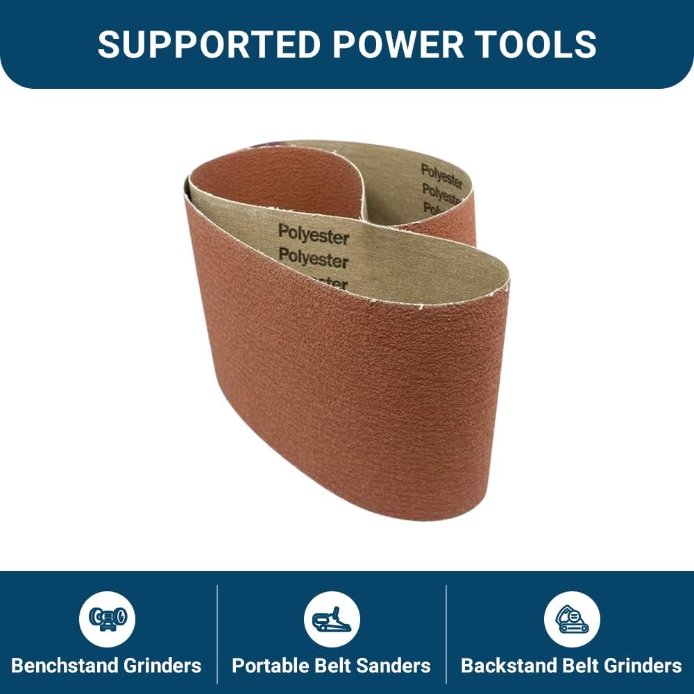 Benchmark Abrasives 6" x 48" Ceramic Sharpening Sanding Belts for Grinding Deburring Polishing Rust Removal on Metal, Stainless Steel, and Carbon Steel, Use with Belt Disc Sander (2 Pack) - 80 Grit