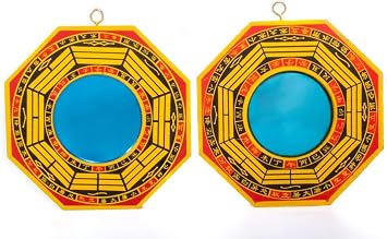 DMtse 4 Inch Bagua Mirror Set of 2 for Protection; One Concave Mirror for Protection Against Passive Negative Energy & One Convex Mirror for Protection Against Active Harmful Energy
