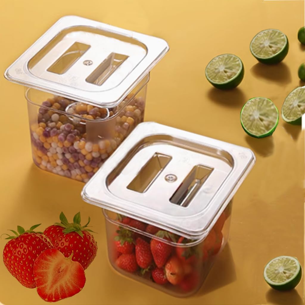 12PCS Clear Food Storage Container 1/6 Size 6 Inch Deep Plastic Food Pan with Lids Salad Bar Containers for Restaurant,Commercial,Hotel,Fruits,Vegetables,Beans