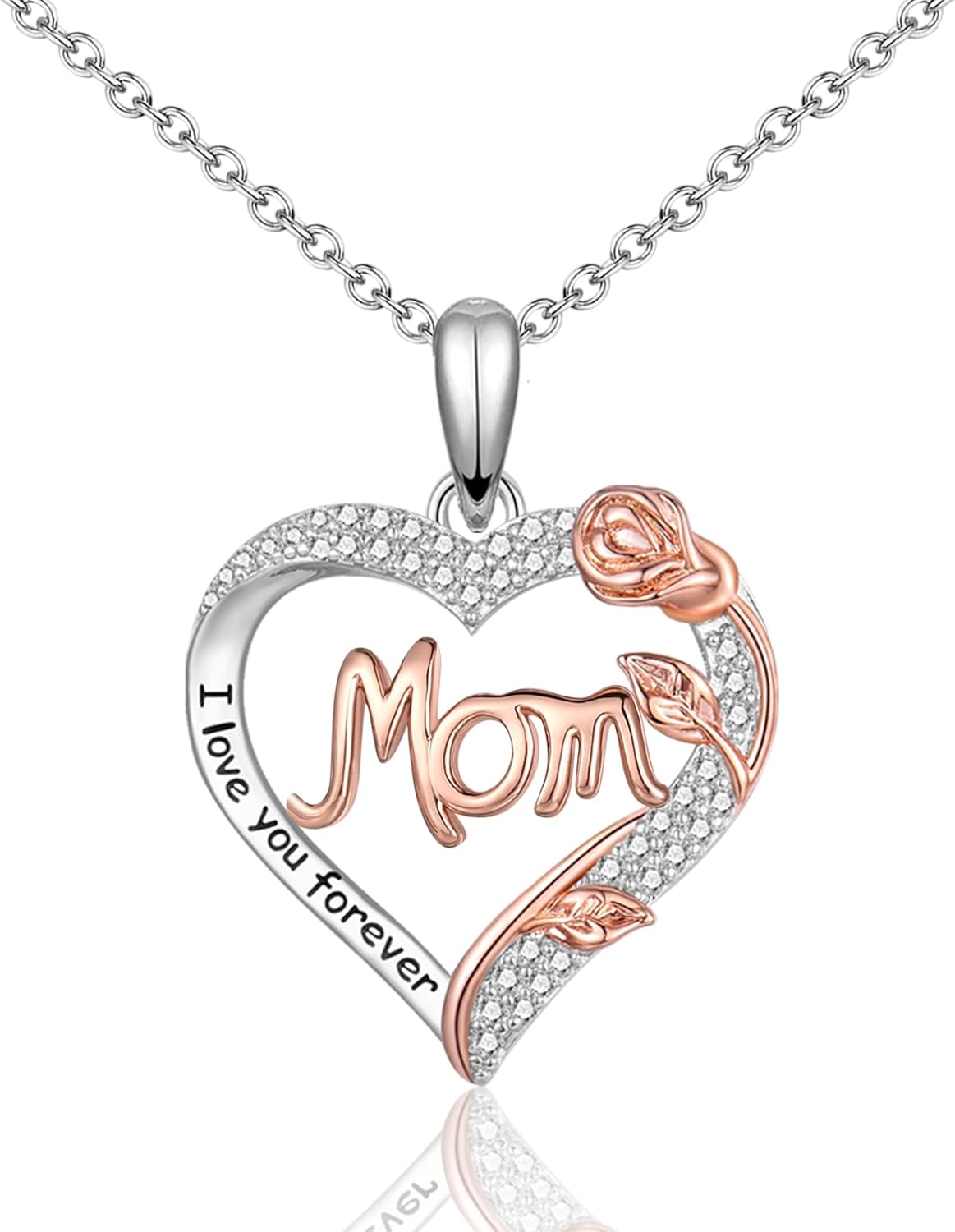 Nana Mom Daughter Necklace Gifts for Nana Grandma Grandmother Mom Daughter, To My Nana Mom Daughter Rose Heart Pendant Necklace Gifts -Birthday Christmas Wedding Retirement Gifts for Women Teen Girls Her