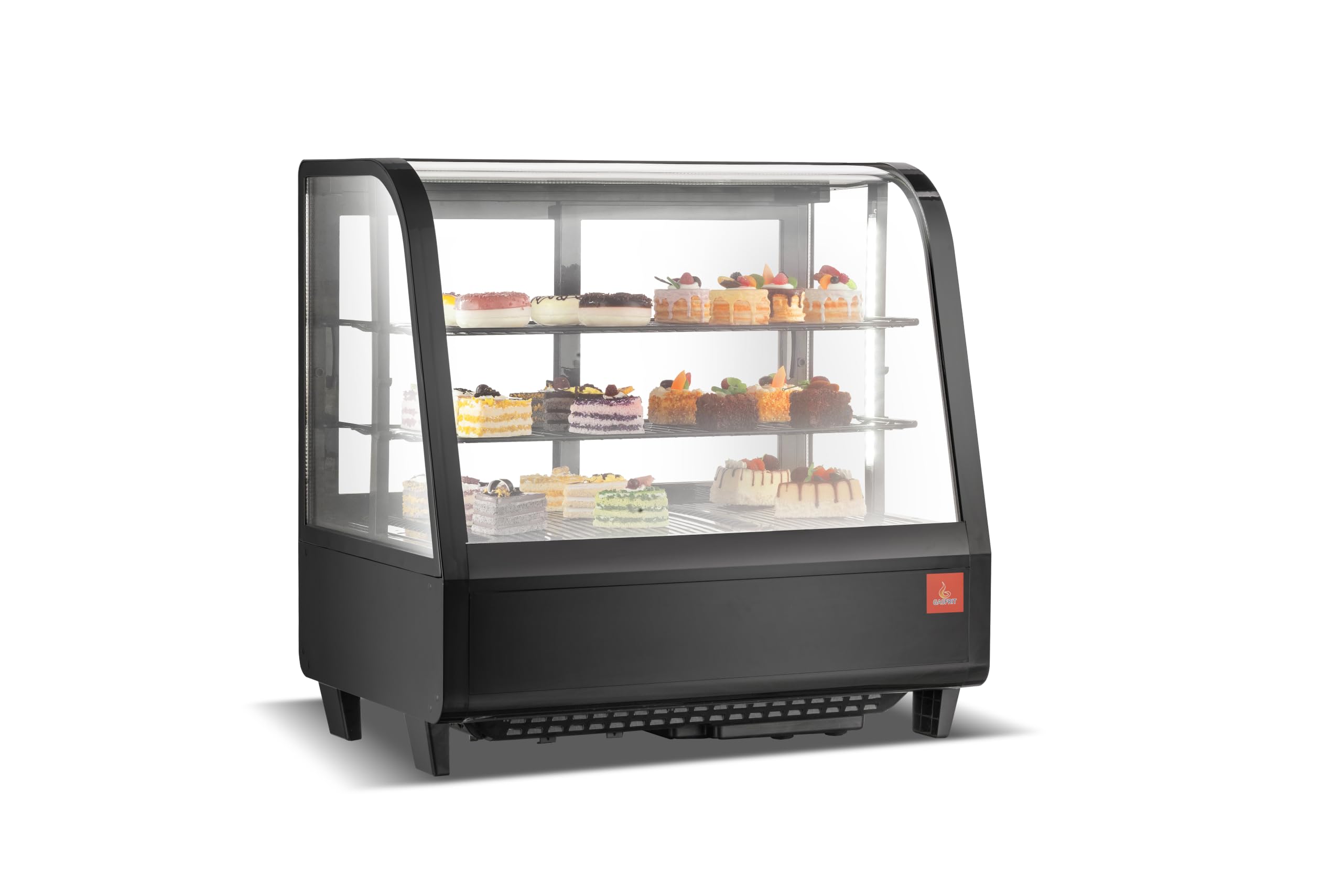 Vitrina Mostrador Refrigerada 100 L, Refrigeración Ventilada, 2-12 °C, 2 Puertas Correderas, Iluminación LED, 2 Rejillas Ajustables, R600a, 190 W