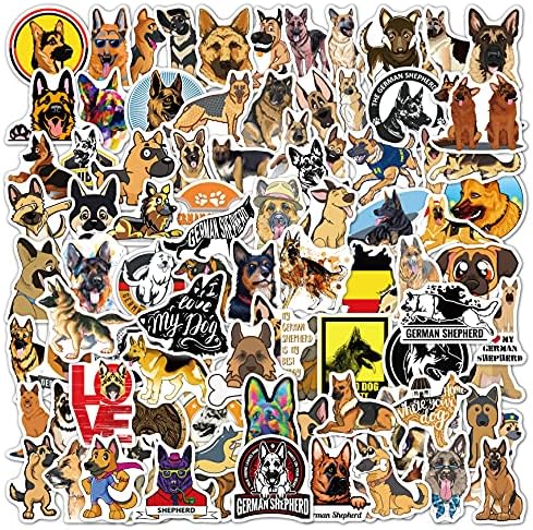 Dog Stickers 100 Pcs, German Shepherd Dog Waterproof Stickers Pack, Cute Funny Laptop Water Bottle Cartoon Animal Vinyl Sticker, Aesthetic-Stickers for Adults, Teens, Kids.