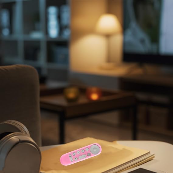 Protective Remote Case Google TV Streamer 4K 2024 Voice Remote Control Cover Compatible with Google Chromecast 2024 Control Cover Pink glows in the dark