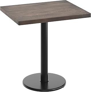 Flash Furniture Bennett 24" x 30" Solid Wood Commercial Indoor Tabletop in Dark Brown with 18" Round Dining Height Black Cast Iron Base, 300 lb. Static Capacity