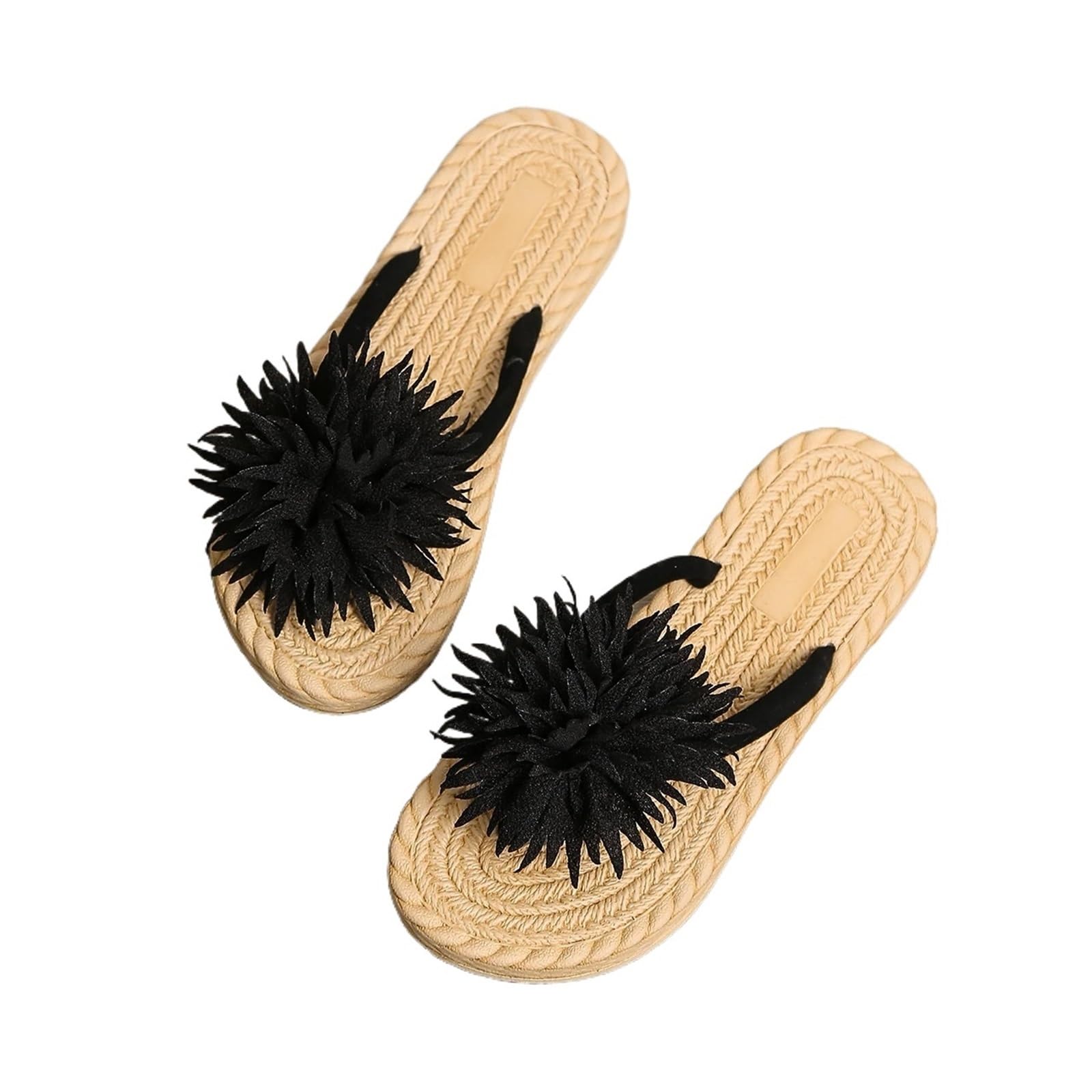 GIJMZY Women's Trend Non-slip Wear Resistant Sunflower Flat Flip Flops(37)
