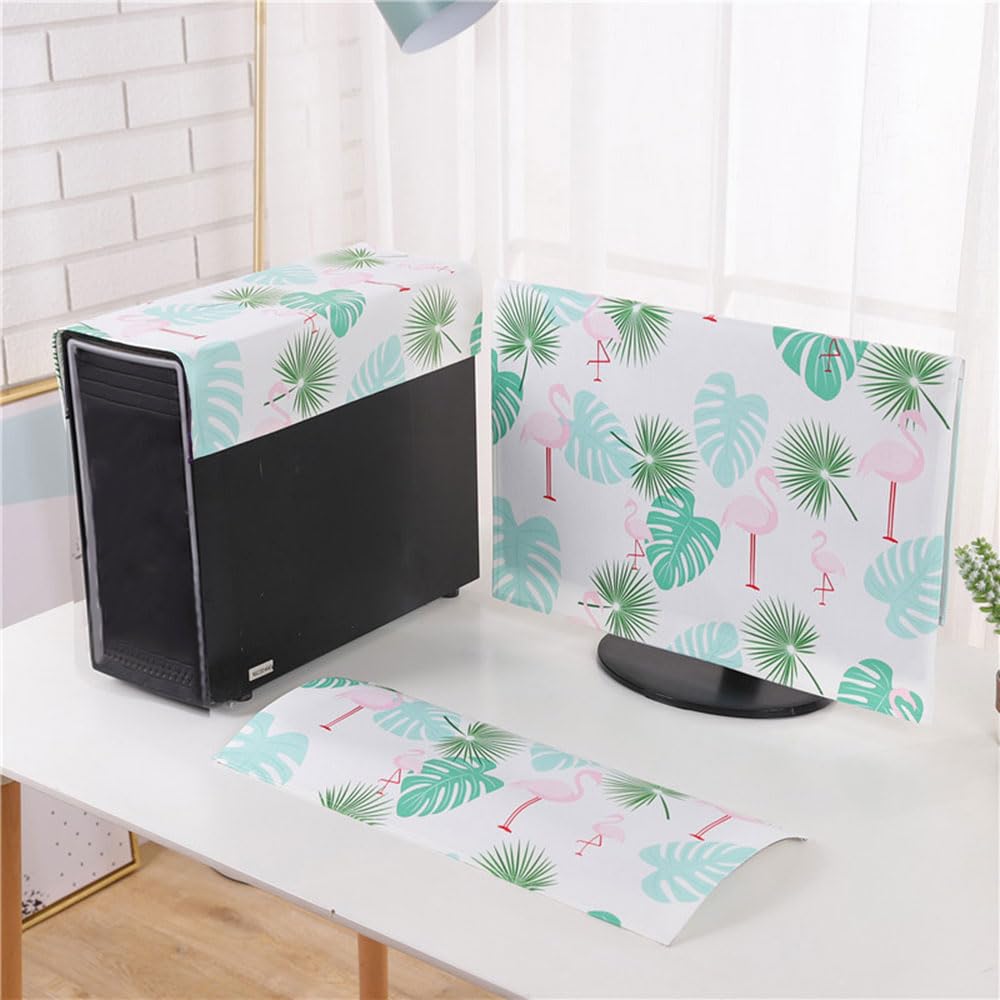 Hixingo 3 Pièces Housse Écran Ordinateur, Housse Anti Poussiere écran Ordinateur De Bureau Compatible Avec 17"-34" Moniteur Pour Protection D'écran PC Et TV (34",Géométrique