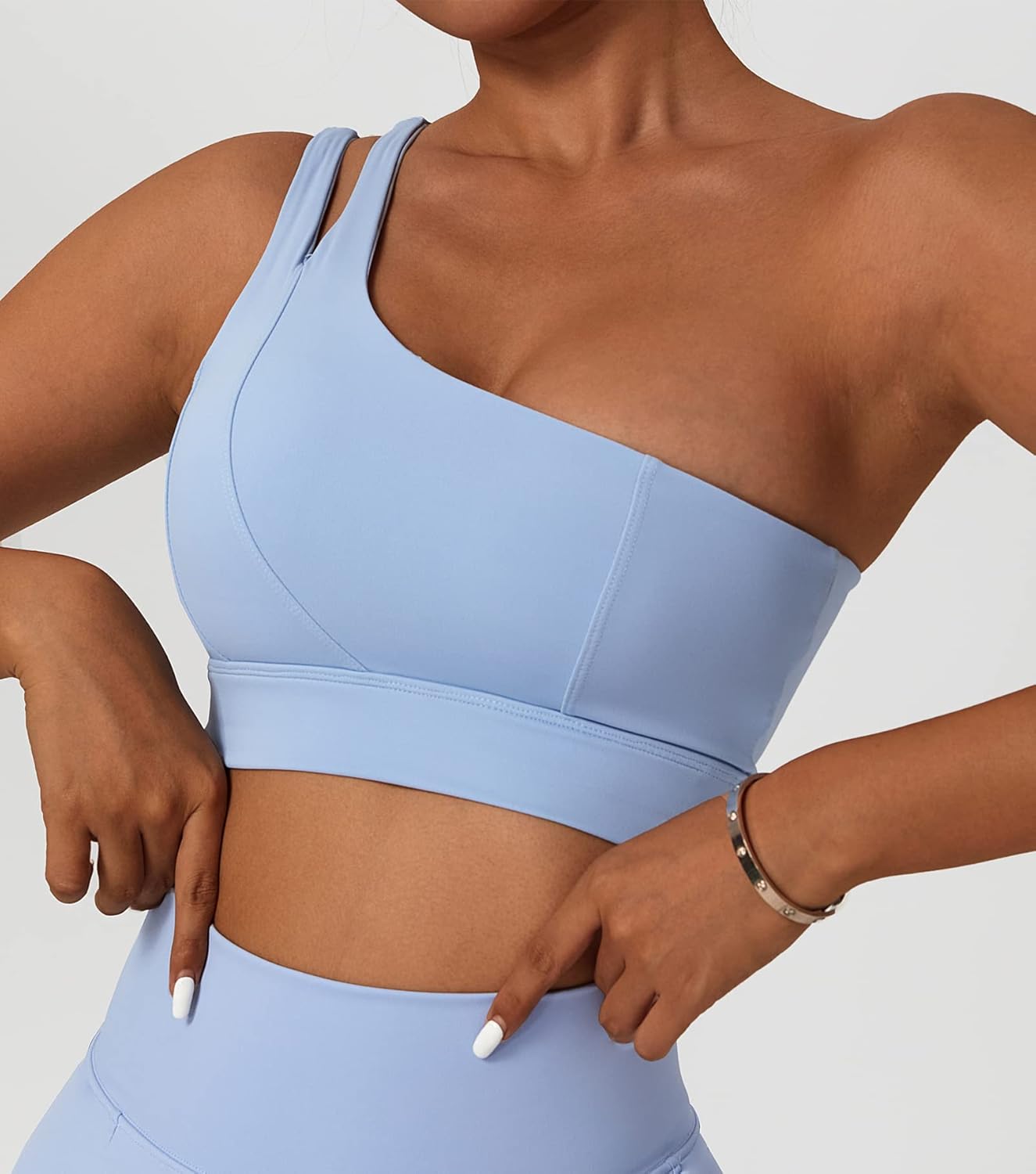 ABOCIW Sports Bras for Women Sexy Cutout Strap One Shoulder Workout Yoga Bra with Removable Cups Medium Support - Image 3