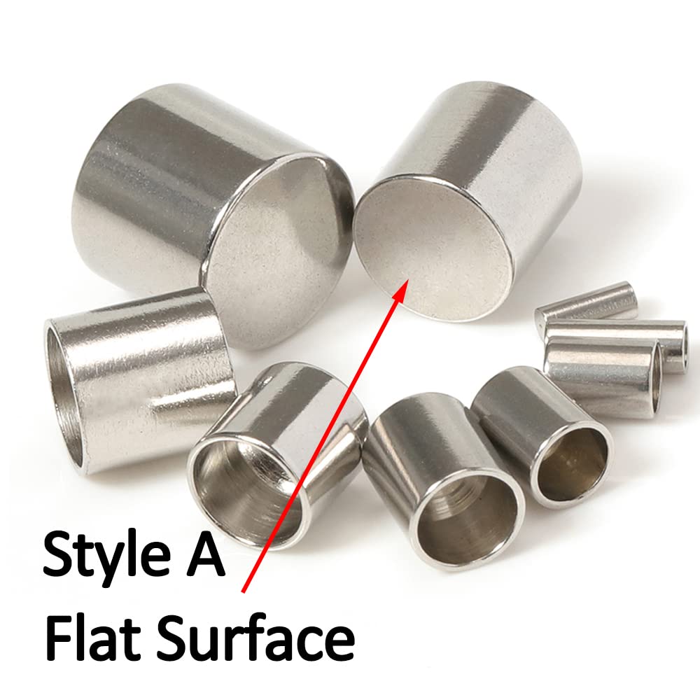 Embouts De Fixation En Acier Inoxydable 2-10mm Embouts à Sertir Accessoire De Capuchon Rond For Bijoux à Bricoler Soi-même Terminal Faisant 50 Pièces ( Color : A- Steel Color, Size : 6.0mm Hole