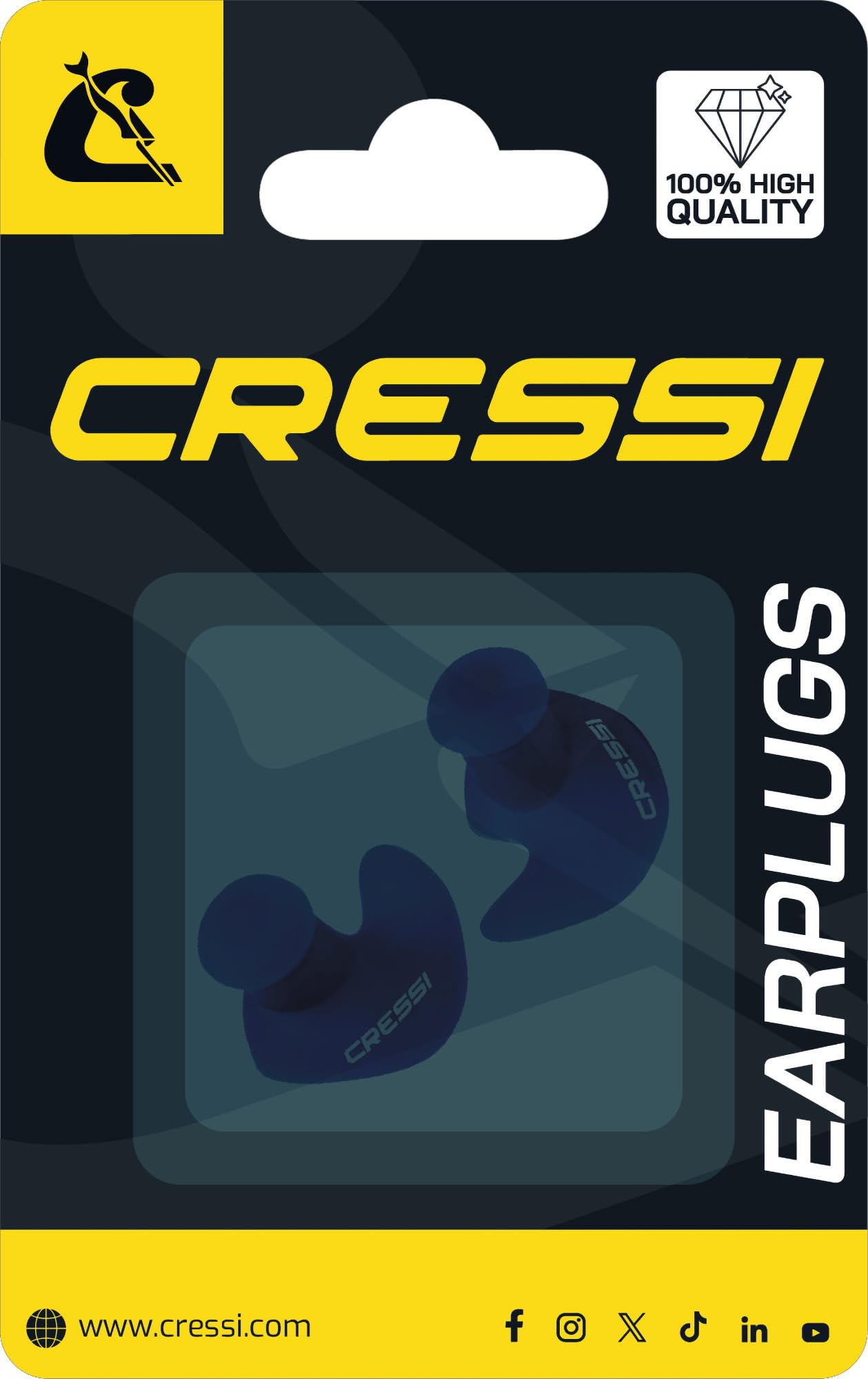 CRESSI Dry Ear Plugs Black - Silikonowe zatyczki do uszu, idealne do zapobiegania przedostawaniu się wody podczas pływania, czarny, jeden rozmiar, dorośli