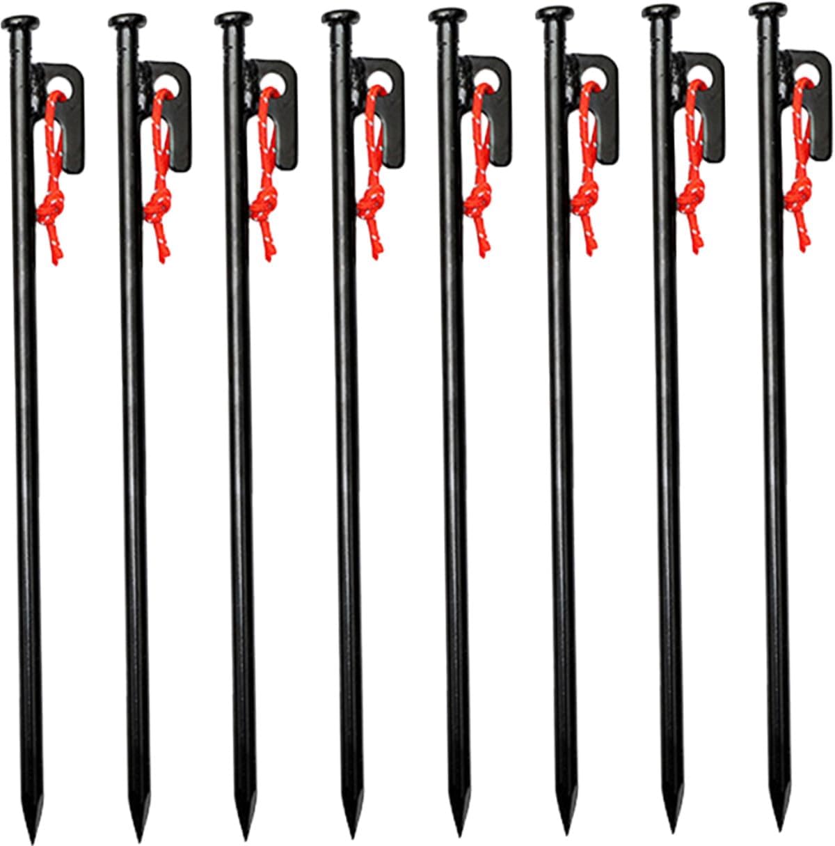 DOITOOL Heavy Duty Tent Stakes Set 8pcs Metal Ground Anchors 30cm Black Camping Tent Pegs with Storage Bag for Outdoor Camping