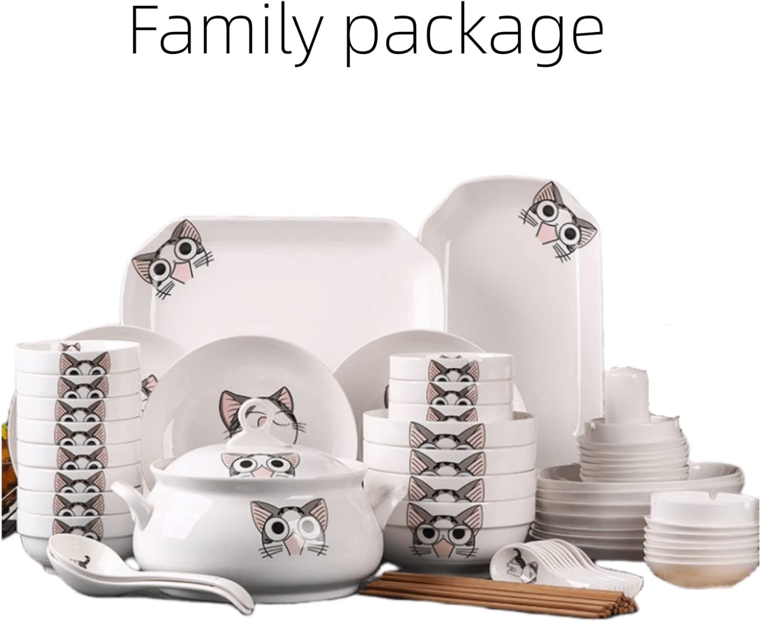Simple Chinese ceramics (82 pots, 82 pots, 96 pots) (Size : 82 family package)