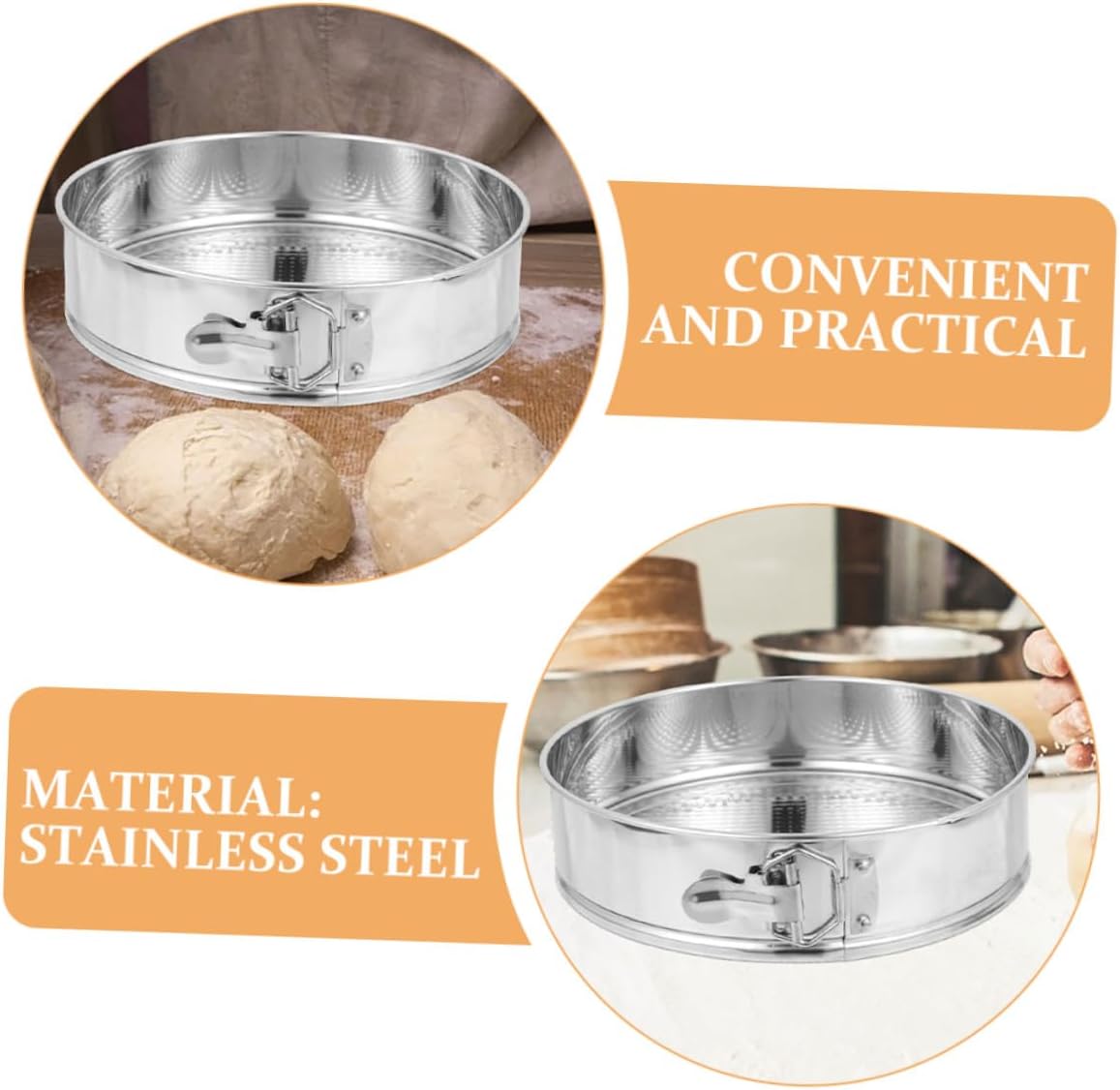 VALICLUD Springform Cake Pan 9-inch Cheesecake Mold with Removable Bottom 304 Stainless Steel Nonstick Baking Pan for Home Kitchen DIY Baking