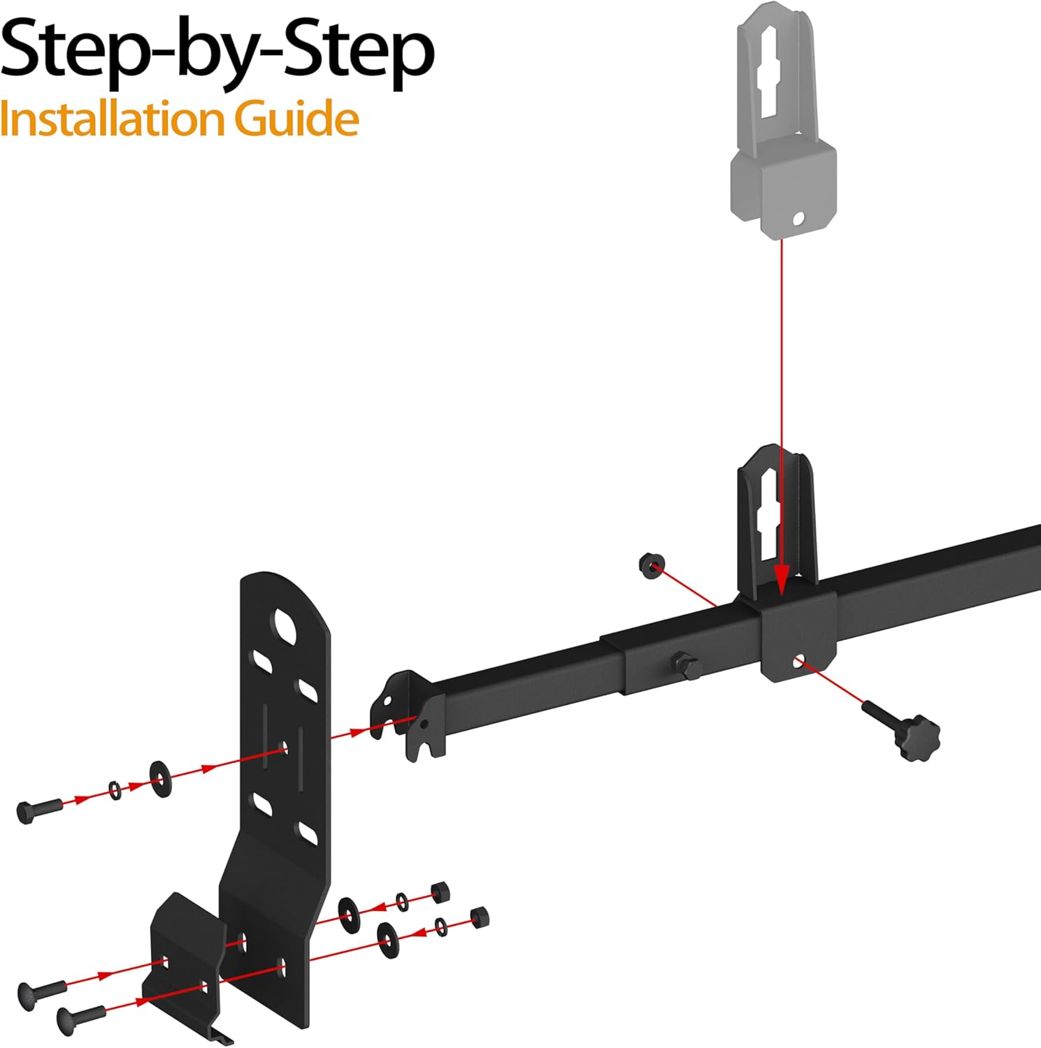 Ladder Rack Cross Bar Fit 2003-2022 Chevy Express|2003-2022 GMC Savana|1999-2014 Econoline Utility Van Accessories for Kayak Canoe Lumber Pipes Cargo Carrier 600 LBS Capacity with Stopper 2 Bars