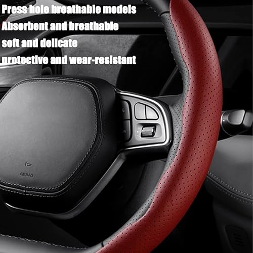 Miniatura 5 de LoyaForba Funda universal para volante de automóvil, protector universal de cuero segmentado de 15 pulgadas, antideslizante y suave, transpirable,