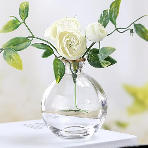 Miniatura 7 de Small Vases for Centerpieces Glass Esmiome - Clear with Gold Rim 3pcsSet Bud Vases, Short Minimalist Vase Clear Modern Flower Vase Mini Tiny Vases