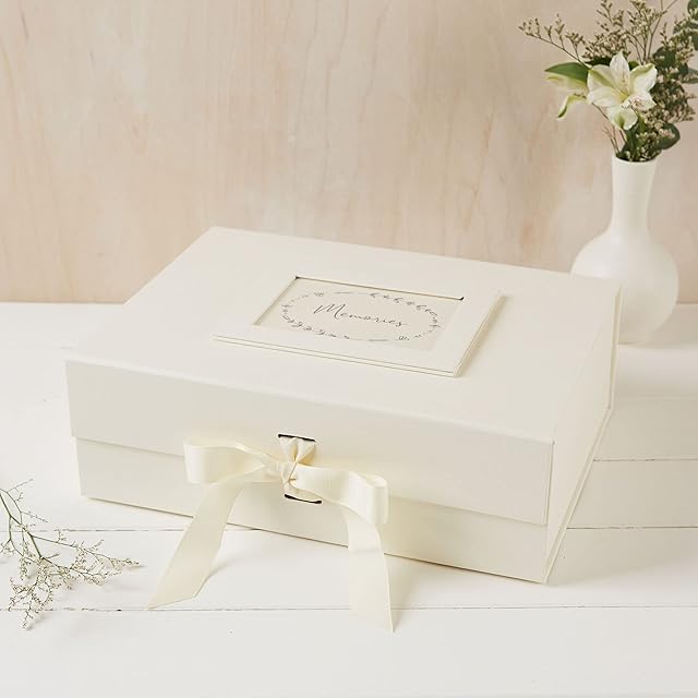 Angel & Dove Large A4 Ivory Card Memory Box for Funeral, Bereavement, Sympathy Gift