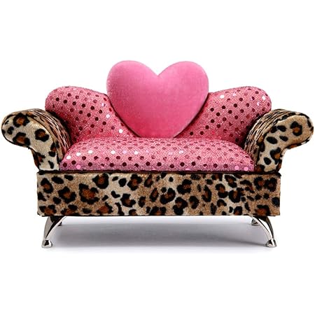 Amazon Greatbeauty 1 6ドール用ソファー バービー用家具 アクセサリーケース 鏡付き ジュエリーボックス 小物 収納 きらめくピンク ヒョウ柄 家具 おもちゃ