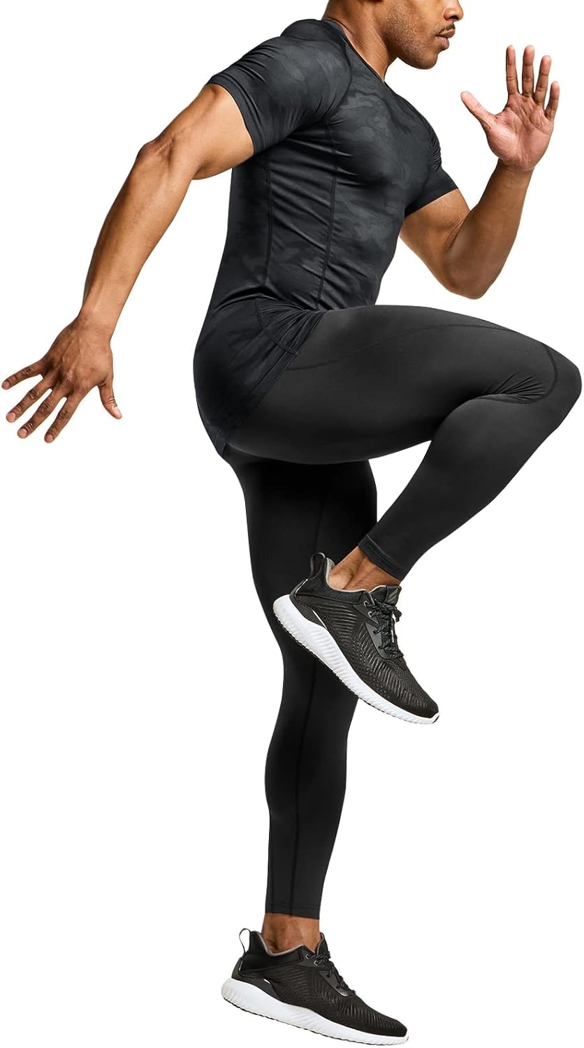 ATHLIO Men's Cool Dry Short Sleeve Compression Shirts, Sports Baselayer T-Shirts Tops, Athletic Workout Shirt