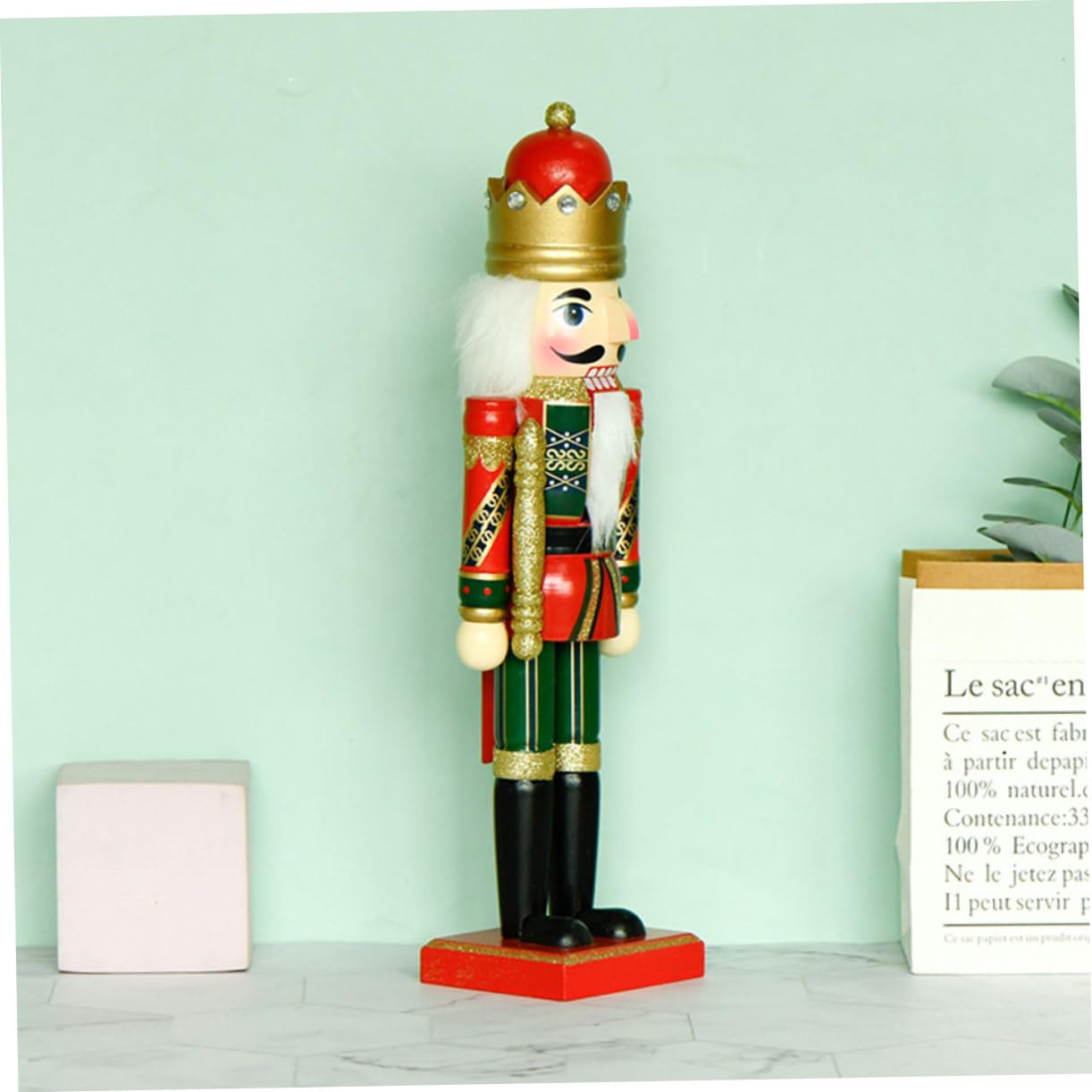 Cabilock 2 Pièces Roi Casse-Noix Noël Lumière Soldat Fée Officier De Plein Air Décoration De Jardin Casse-Noix De Bureau Casse-Noix De Décoration De Casse-Noisette Rouge Bois