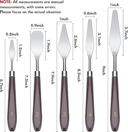 Miniatura 2 de Lanties Juego de 30 cuchillos de pintura de acero inoxidable, herramientas de pintura, espátula de pintura de metal flexible con mango de madera