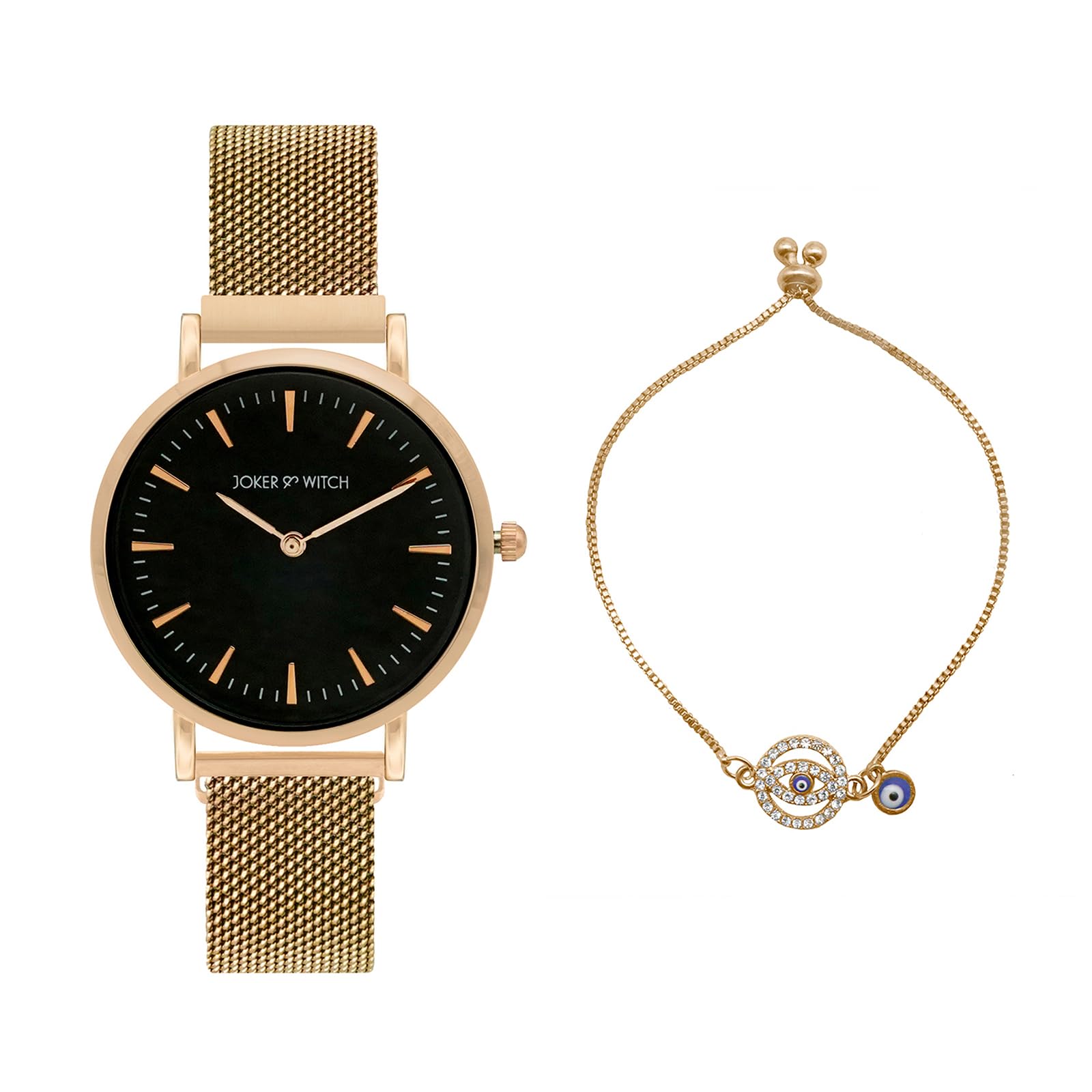 Joker & Witch Stainless Steel Women Jolie Analog Watch Bracelet Stack Combo, Dial Color-Black, Band Color-Rose Gold (B0C7L77J2X) Amazon Price History, Amazon Price Tracker