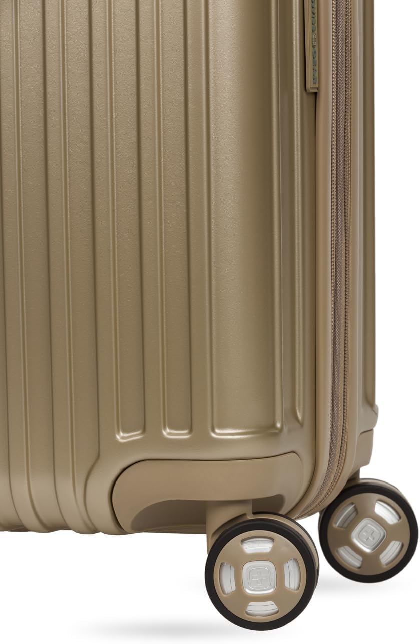 SwissGear 7910 Hardside Expandable Luggage with Spinner Wheels, TSA Lock and USB, Sand, Carry-On 20-Inch