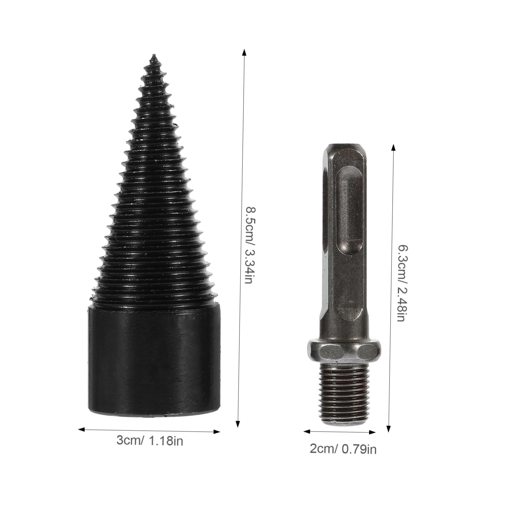 UPKOCH 3 Set Set Di Bit Trapano Legna Da Ardere Coni Per Punte Da Trapano Per Legno Punta Da Trapano Per Spaccalegna Coni Spaccalegna Acciaio Carbonio Black 5 Pezzi*3