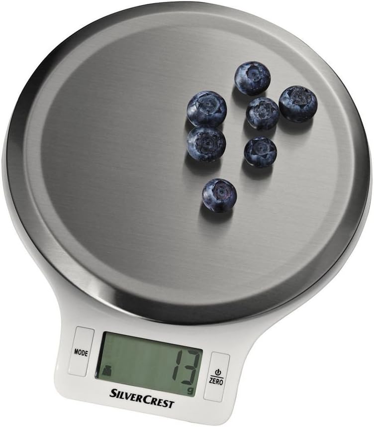 SilverCrest Round Electronic Digital Kitchen Weighing Measurement Scale Upto 5 Kgs by EzLife - Stainless Steel Or Color May Vary (Made in Germany)