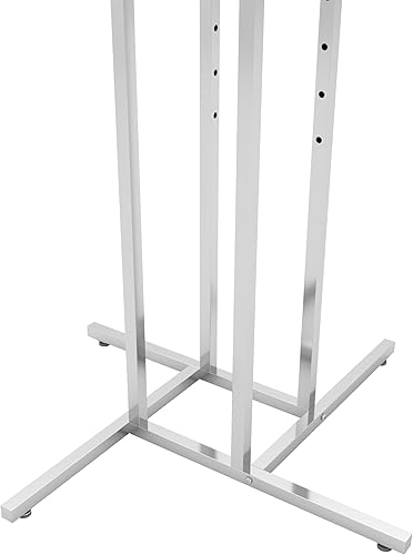 Miniatura 5 de Soporte para ropa Apto para tareas pesadas, cromado, cuatro lados, brazos ajustables, tubos cuadrados, perfecto para visualización en tiendas de