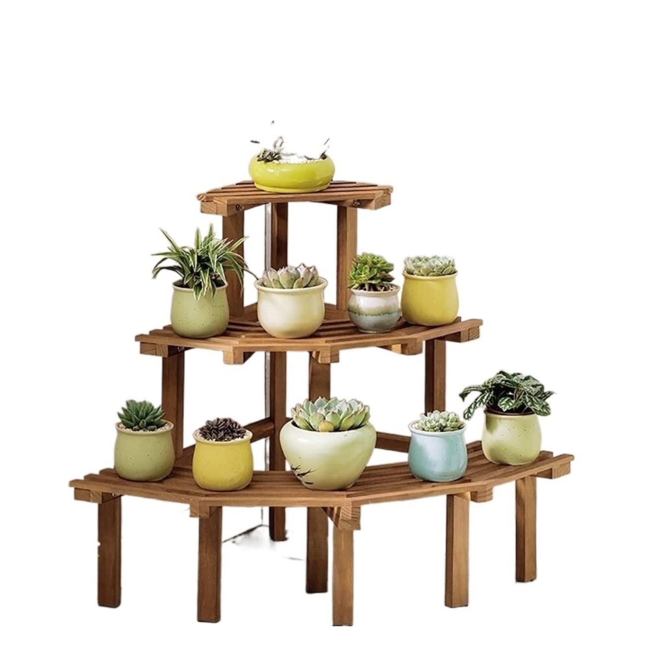 MHbdfsxz Plant Shelf For Multiple Plants Solid Wood Plant Stand Succulent Flower Pot Holder Home Patio Garden Lawn Flower Stand For Patio(A,60*57*85cm)