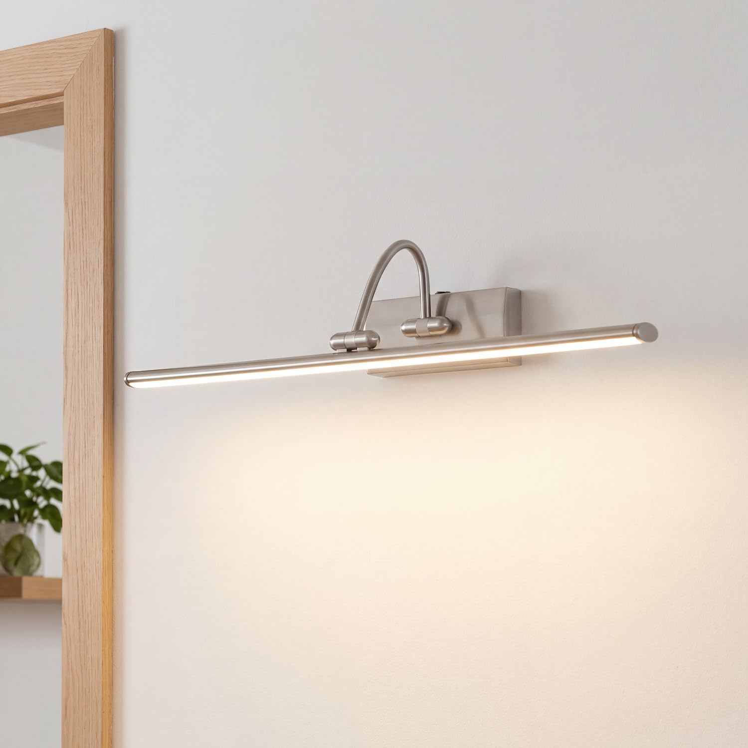 Moderne LED Bilderleuchte Wandleuchte in Edelstahl Silber bis zu 3,06 Watt 230V aus Metall warmweißes Licht Schlafzimmer Wohnzimmer Esszimmer Lampe Leuchten Beleuchtung