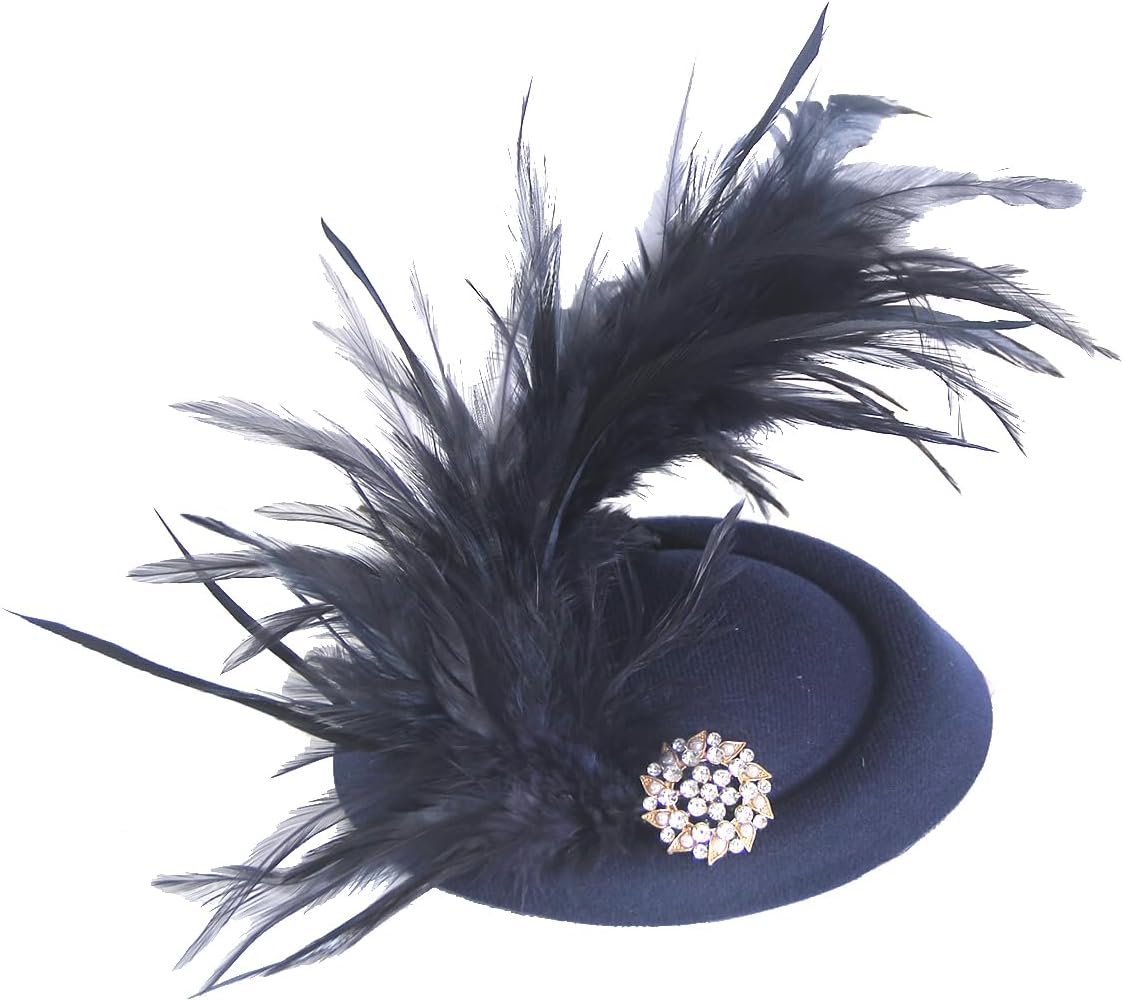 Handmade Fascinator Feather Hat on a Headband and a Clip 20s Pillbox Hat for Derby Horse Race Brunch Party Cocktail Headwear