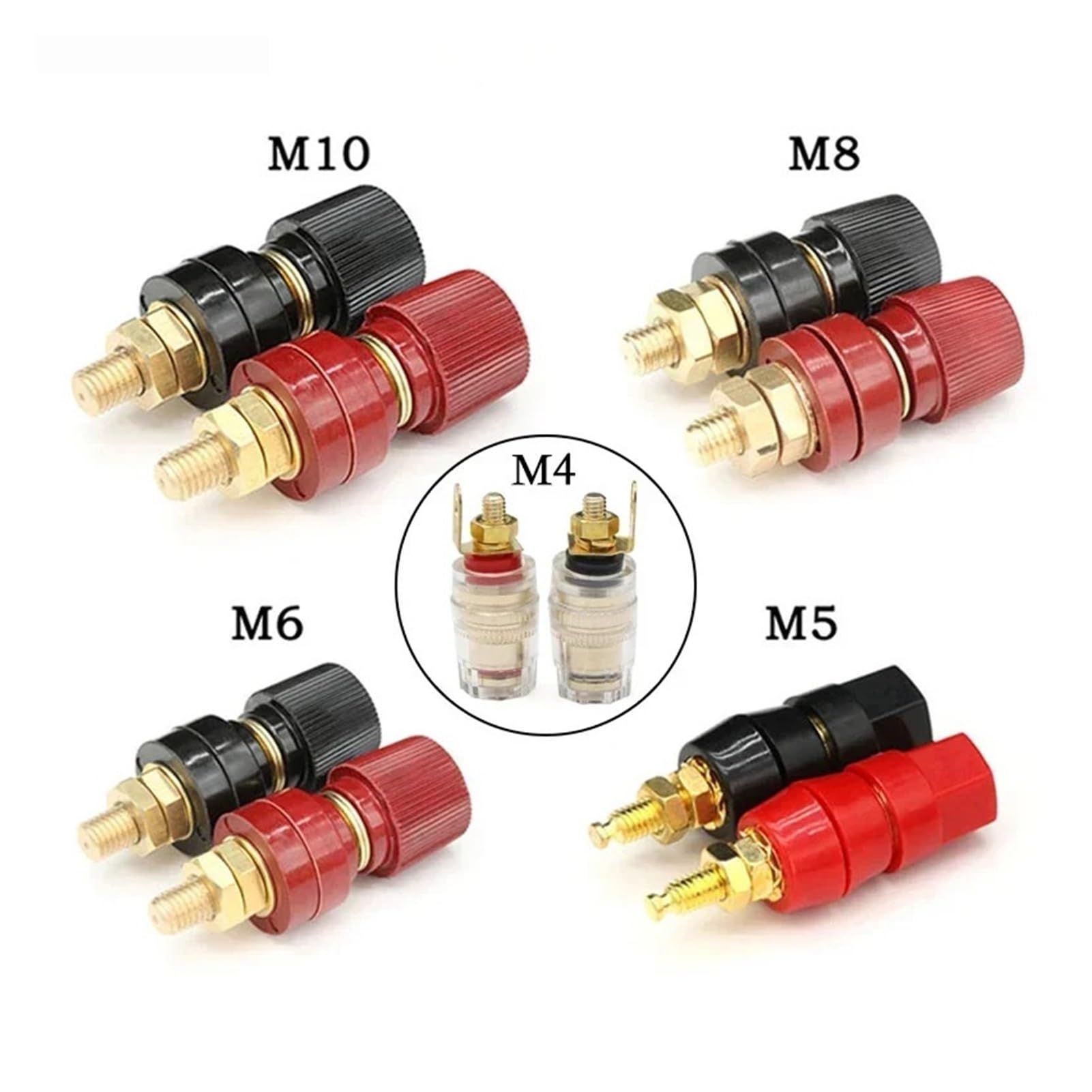 Power Junction Post Connectors 1PCS Wire Binding Post Thread Screw M4 M5 M6 M8 M10 Weld Inverter Clamps Power Supply Connect Terminal Splice Red Black(Copper M10,1Pcs Black)