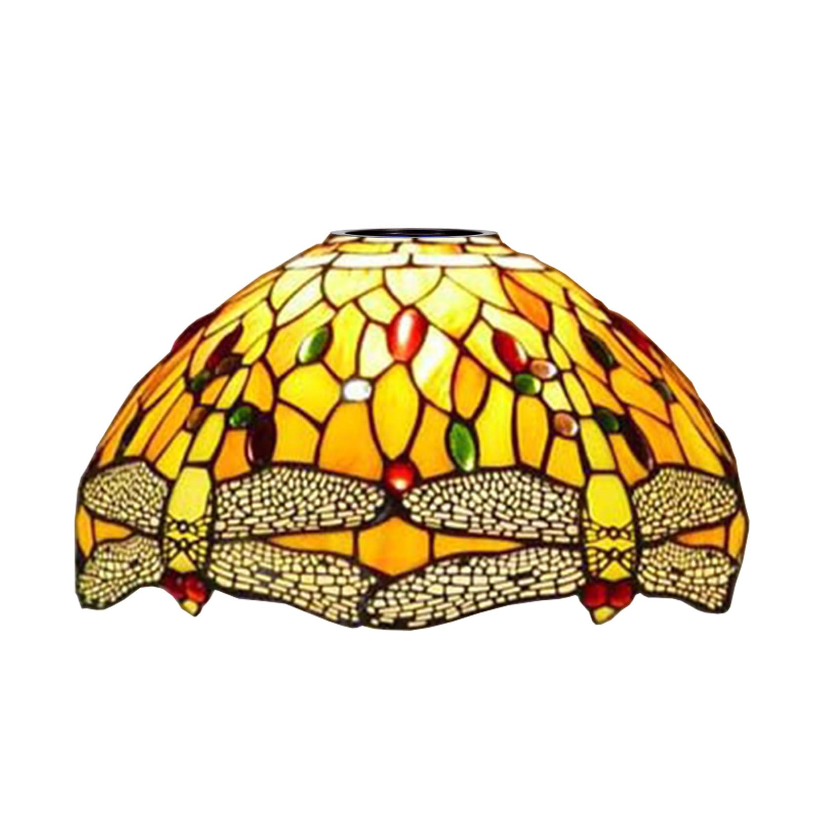 SaryEdge Dragonfly Tiffany Lamp Shade Replacement, 12X7 Inch Stained Glass Lampshades, Only 1-5/8-Inch Fitter Opening for Arched Floor Lamp Torchiere Lamp Pendant Light Ceiling Lamp,Gr，Yellow