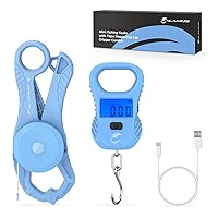 Vista 12 de Calamus Báscula de pescado ligera, báscula digital recargable con cable USB, capacidad de 55 libras, unidades múltiples libras/onzas y kilogramos