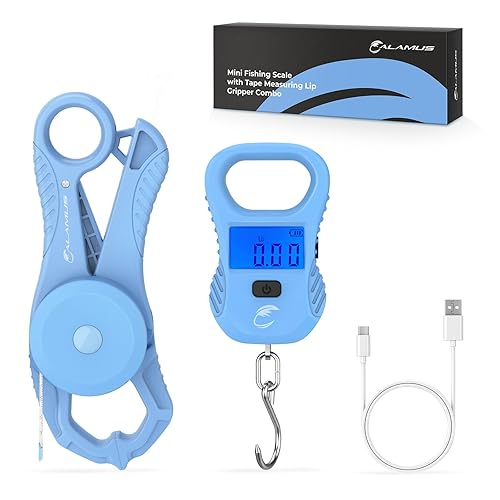 Miniatura 12 de Calamus Báscula de pescado ligera, báscula digital recargable con cable USB, capacidad de 55 libras, unidades múltiples libras/onzas y kilogramos,