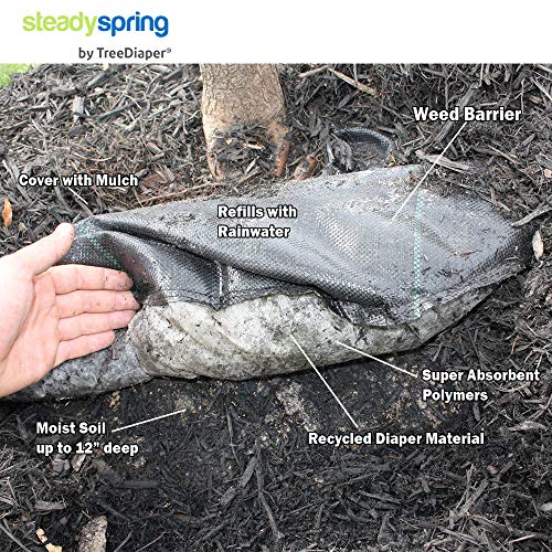 Steadyspring 24" Smart 30-Day Tree Watering Bag - Auto Refills With Rain And Slow Releases As Plant Needs - New Water Absorption Slow Release Technology Prevents Over And Under Watering (1) #TOP2