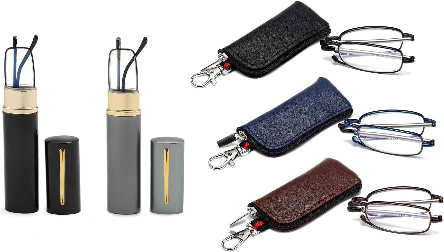 Save 10% on Bundled 2 Pack Slim Pen Reading Glasses and 3 Pack Folding Reading Glasses +1.25