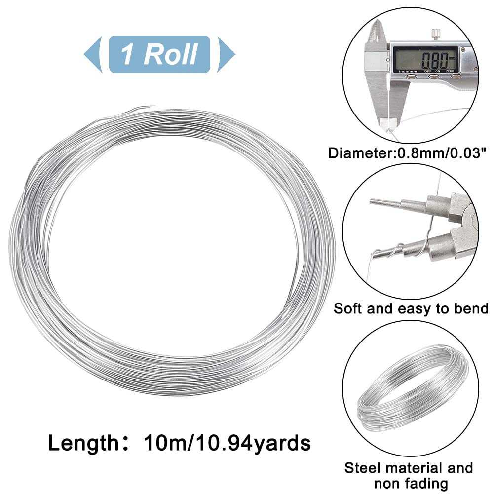 Stainless Steel Craft Wire Wires,wire for jewellery making,0.8mm*10m Aluminum Craft Wire, Silver Modelling Jewllery Wire, Soft Metal Craft Wire, Bendy