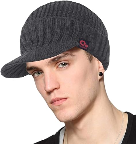 Miniatura 7 de JaneyRubbins - Gorro de punto con visera para hombre con forro polar