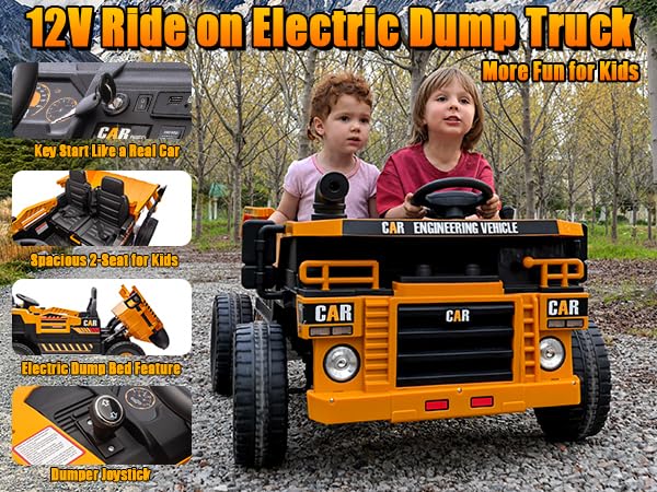 Image of 12V Ride On Toys for Big Kids 12V Ride On Dump Truck Kids' Electric Vehicle