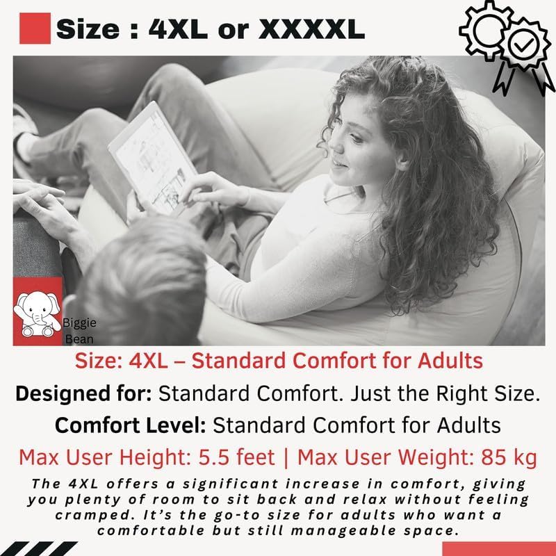 Image of Biggie Bean Bag with Beans Filled 4XL Comfort Essence Bean Sofa-Designed for Relaxation-Crafted for Elegant Spaces with Free Cushion & Footrest (Matching Color : Leatherette Blue)